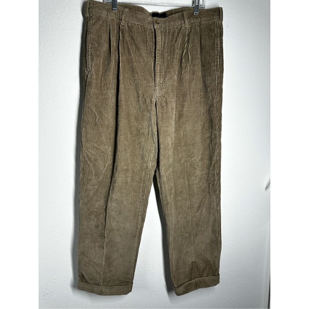 Bill Blass Black Label Casuals Cuffed Slacks Brown Corduroy Pants Mens 38W/29L